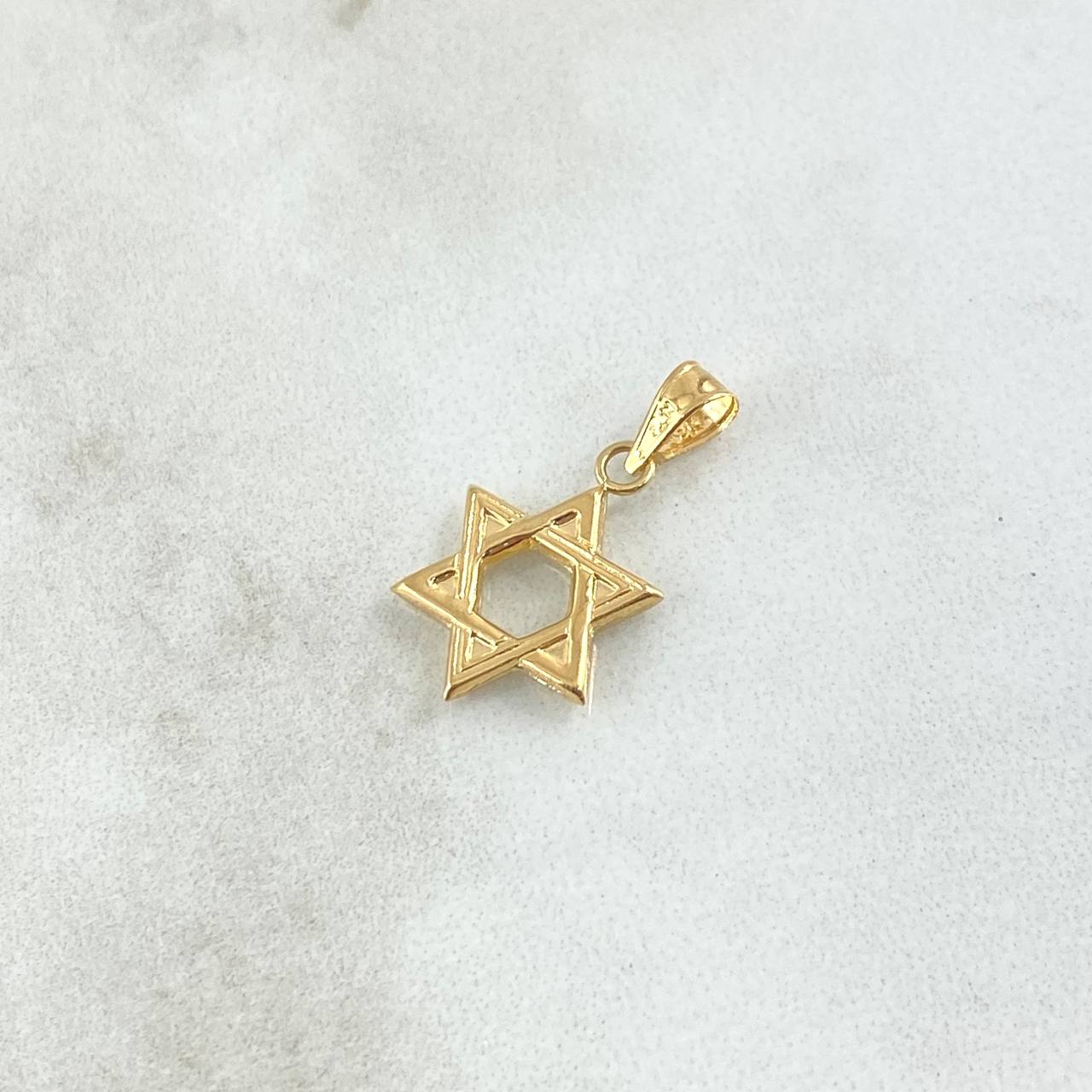 Pendant Star of David 1.1gr / 2.5cm / Striped 18K Yellow Gold