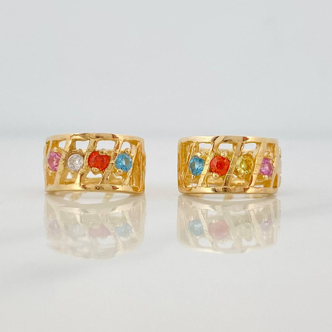 Candongas Carril Rayado 3.45g / 1/2 in Oro Amarillo 18K
