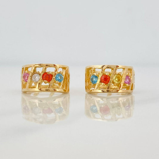 Candongas Carril Rayado 3.45g / 1/2 in Oro Amarillo 18K