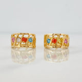 Candongas Carril Rayado 3.45g / 1/2 in Oro Amarillo 18K