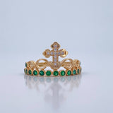 Crown Cross Ring 2.45gr / Size 6 1/2 / 18K Yellow Gold &