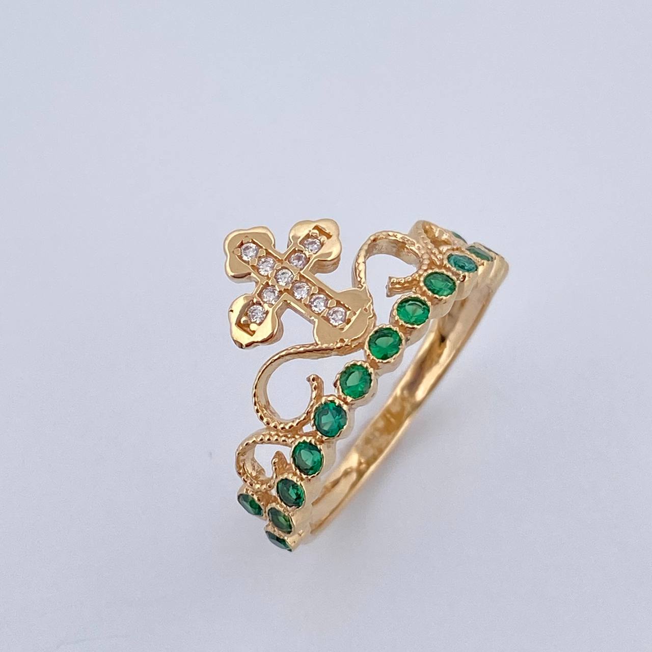 Crown Cross Ring 2.45gr / Size 6 1/2 / 18K Yellow Gold &