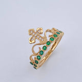 Crown Cross Ring 2.45gr / Size 6 1/2 / 18K Yellow Gold &