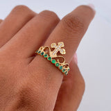 Crown Cross Ring 2.45gr / Size 6 1/2 / 18K Yellow Gold &