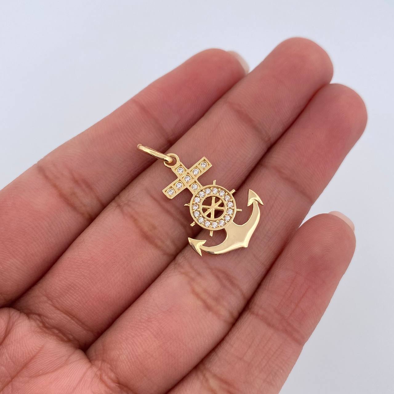 Anchor Helm Pendant 1.5gr / 2.6cm / 18K Yellow Gold &