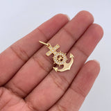 Anchor Helm Pendant 1.5gr / 2.6cm / 18K Yellow Gold &