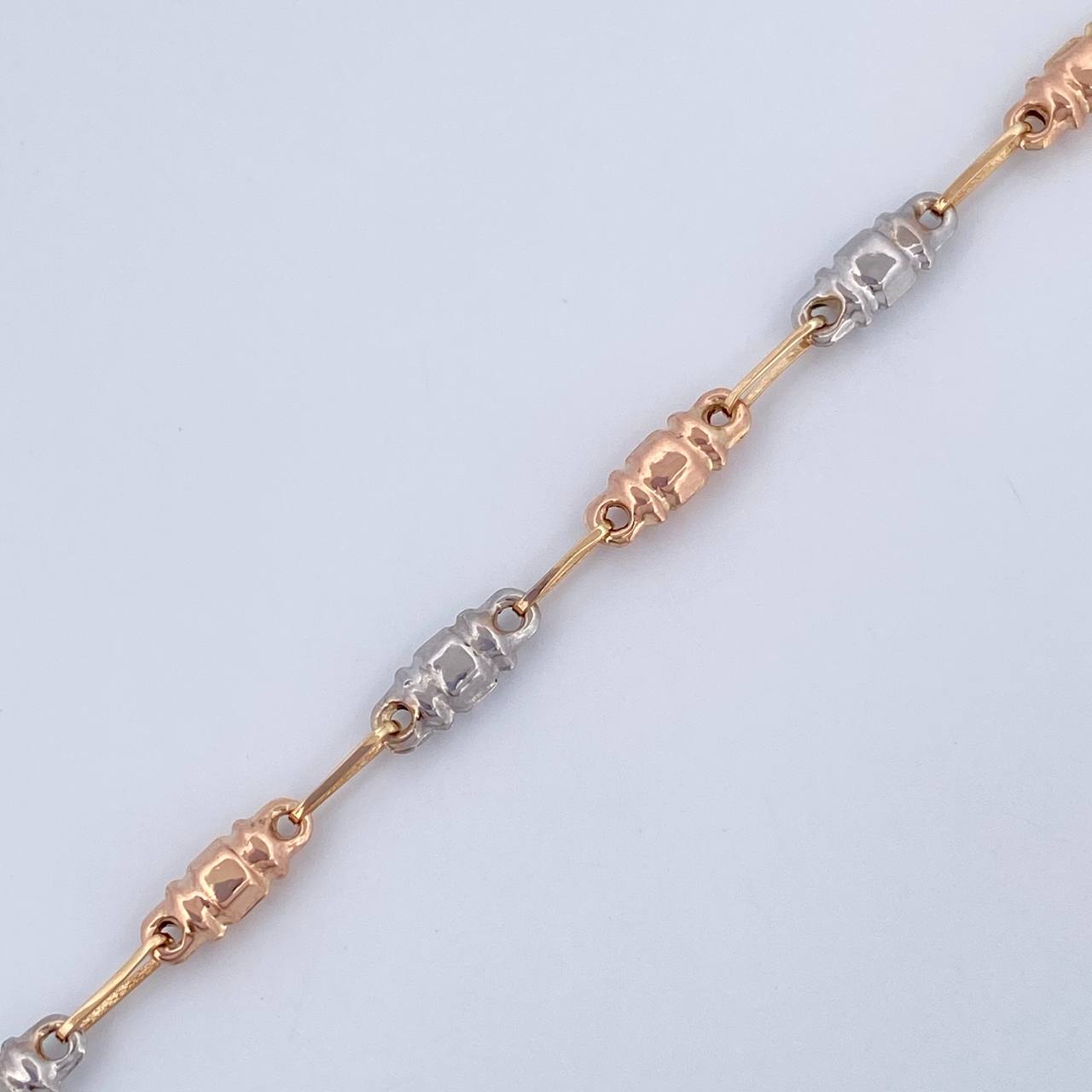 Rustic Cylinder Bracelet 3gr / 20.8cm / Three 18K Golds &