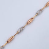Rustic Cylinder Bracelet 3gr / 20.8cm / Three 18K Golds &