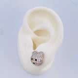 Bear Face Stud Earrings 5.5gr / 18K White Gold &