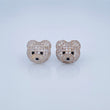 Bear Face Stud Earrings 5.5gr / 18K White Gold &