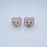 Bear Face Stud Earrings 5.5gr / 18K White Gold &