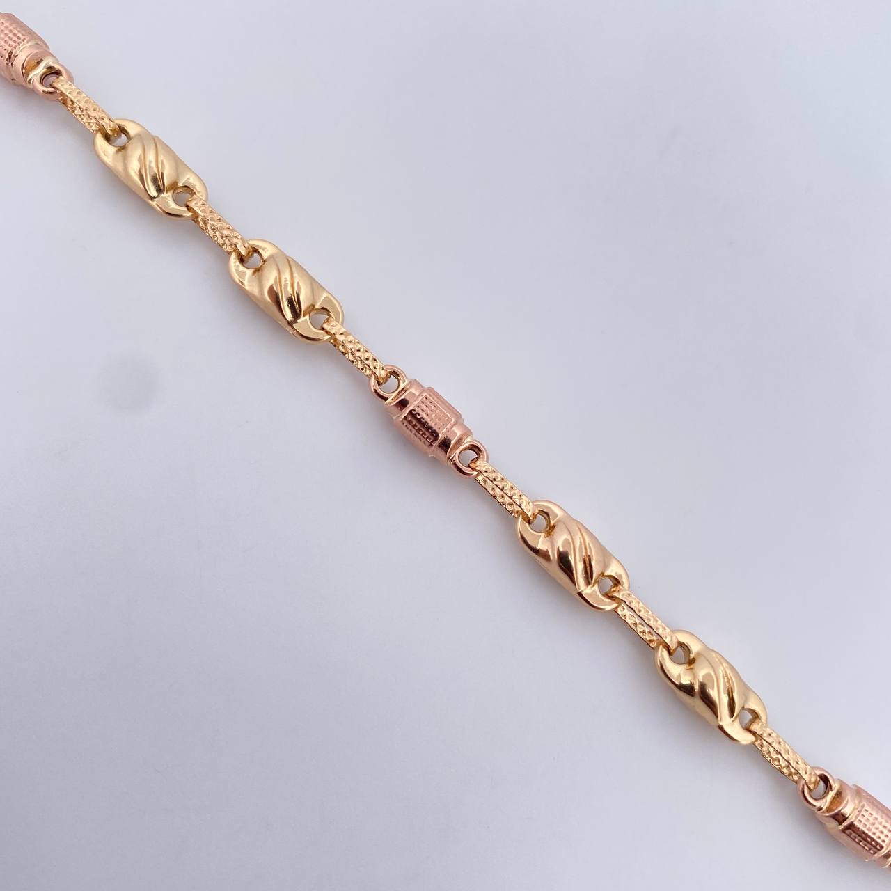 Bracelet Grain 5.25gr / 21.1cm / 4.6mm Two Yellow Rose Gold 18K $