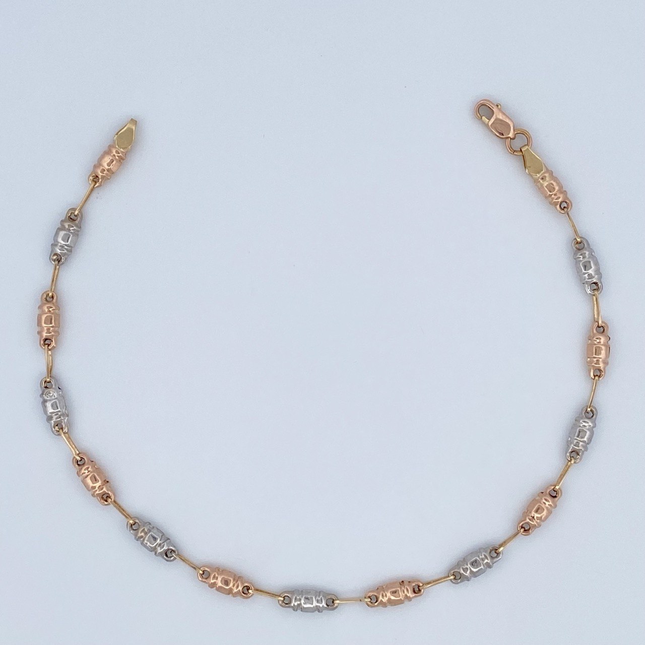 Rustic Cylinder Bracelet 3gr / 20.8cm / Three 18K Golds &