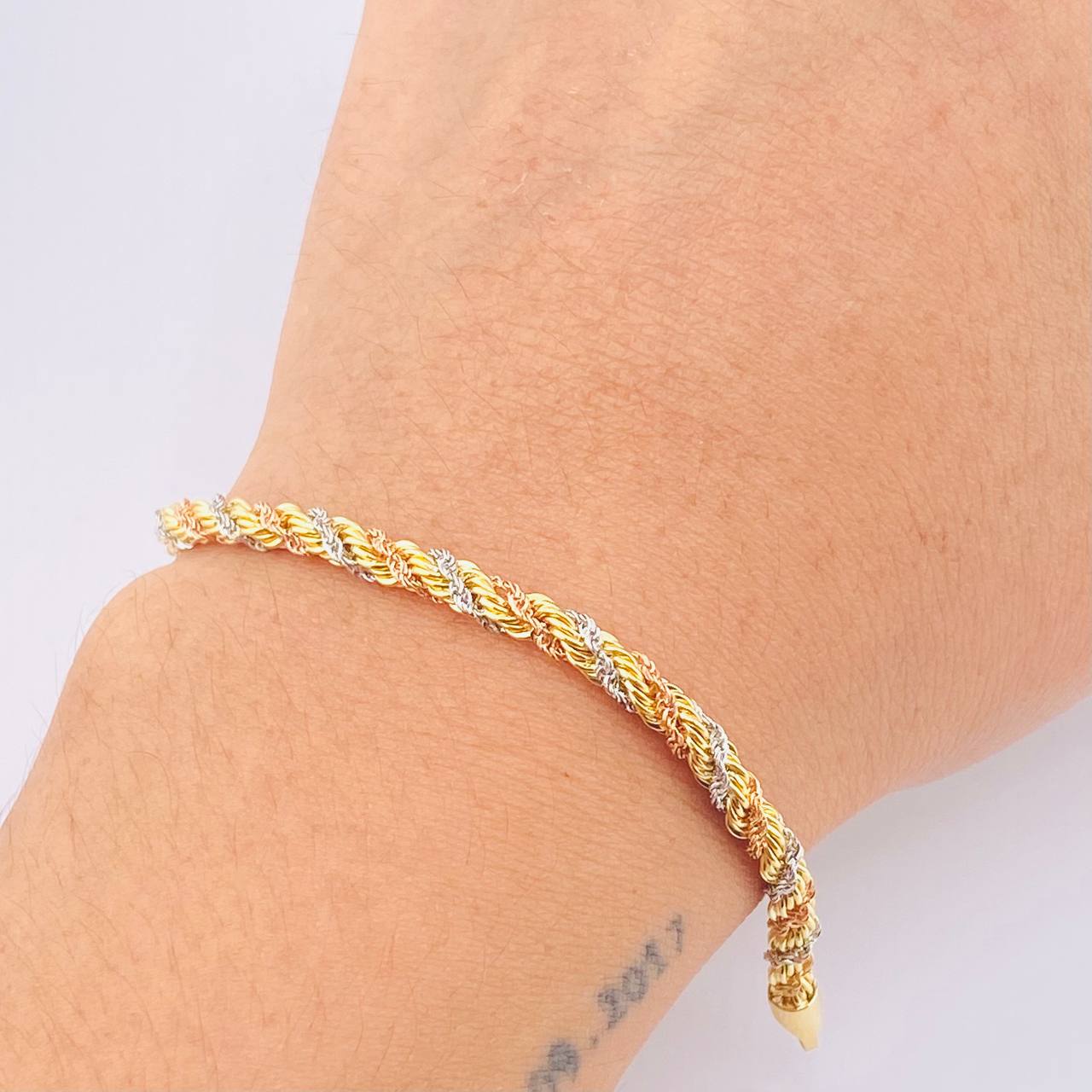 Rope Bracelet 4.05gr / 7 1/2 in / 3.5mm Three Golds +3 18K *