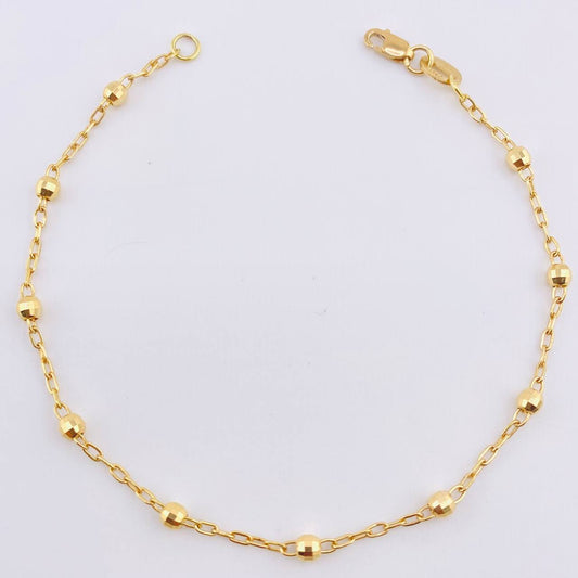 Pulso Cajón Bolas 2gr / 7 1/4 in / 3mm Oro Amarillo +3 18K *