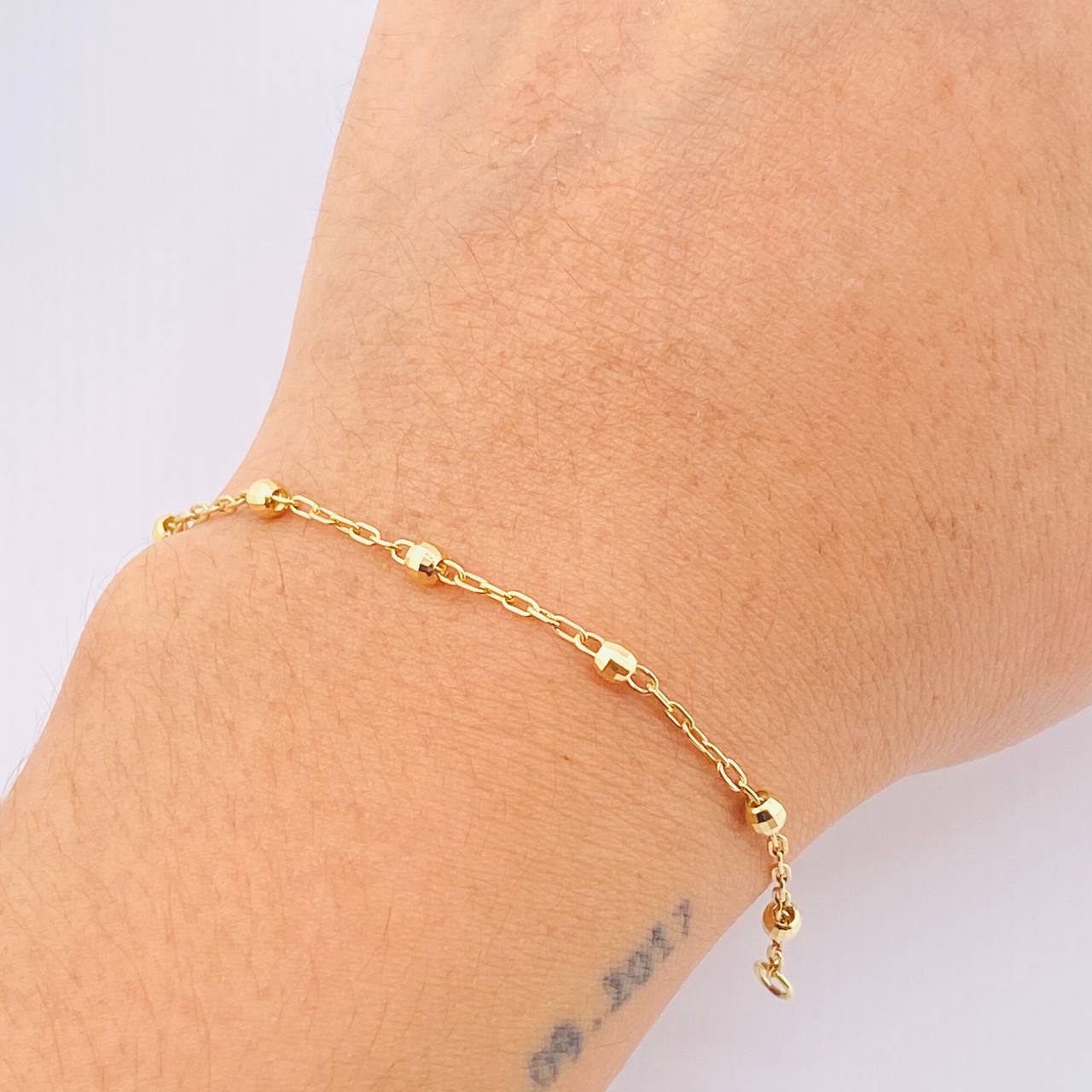 Pulso Cajón Bolas 2gr / 7 1/4 in / 3mm Oro Amarillo +3 18K