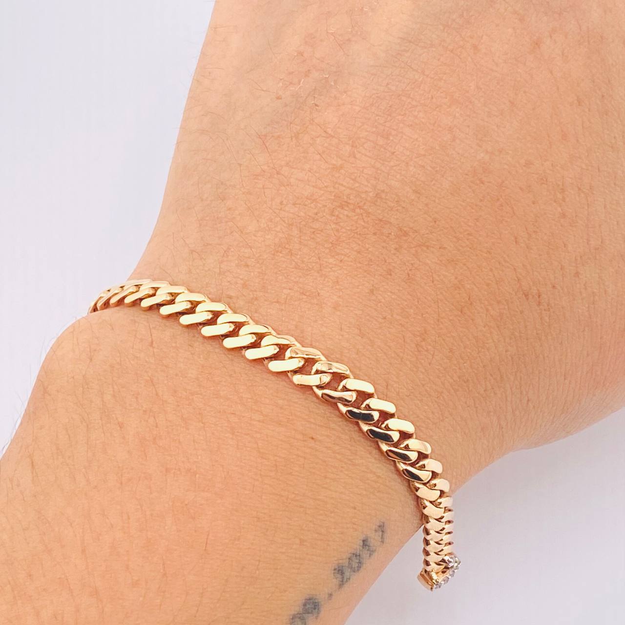 Pulso Cubano Monaco 6.5gr / 7 in / 4.9mm Oro Rosa +4 18K *