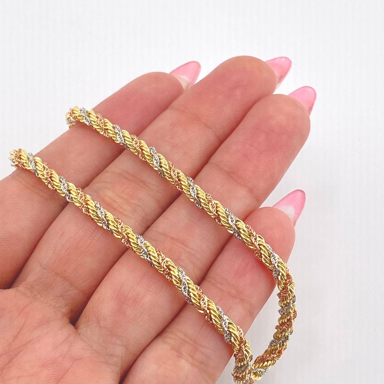 Rope Chain 9.55gr / 19 3/4 in / 3.5mm Three-Tone Gold +3 18K *