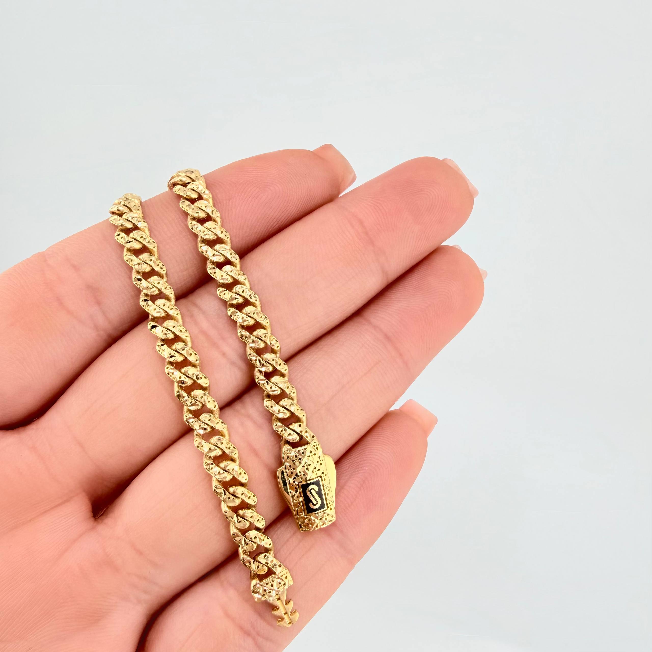 Pulso Cubano Monaco 7.2gr / 8 in / 5mm Oro Amarillo +4 18K *