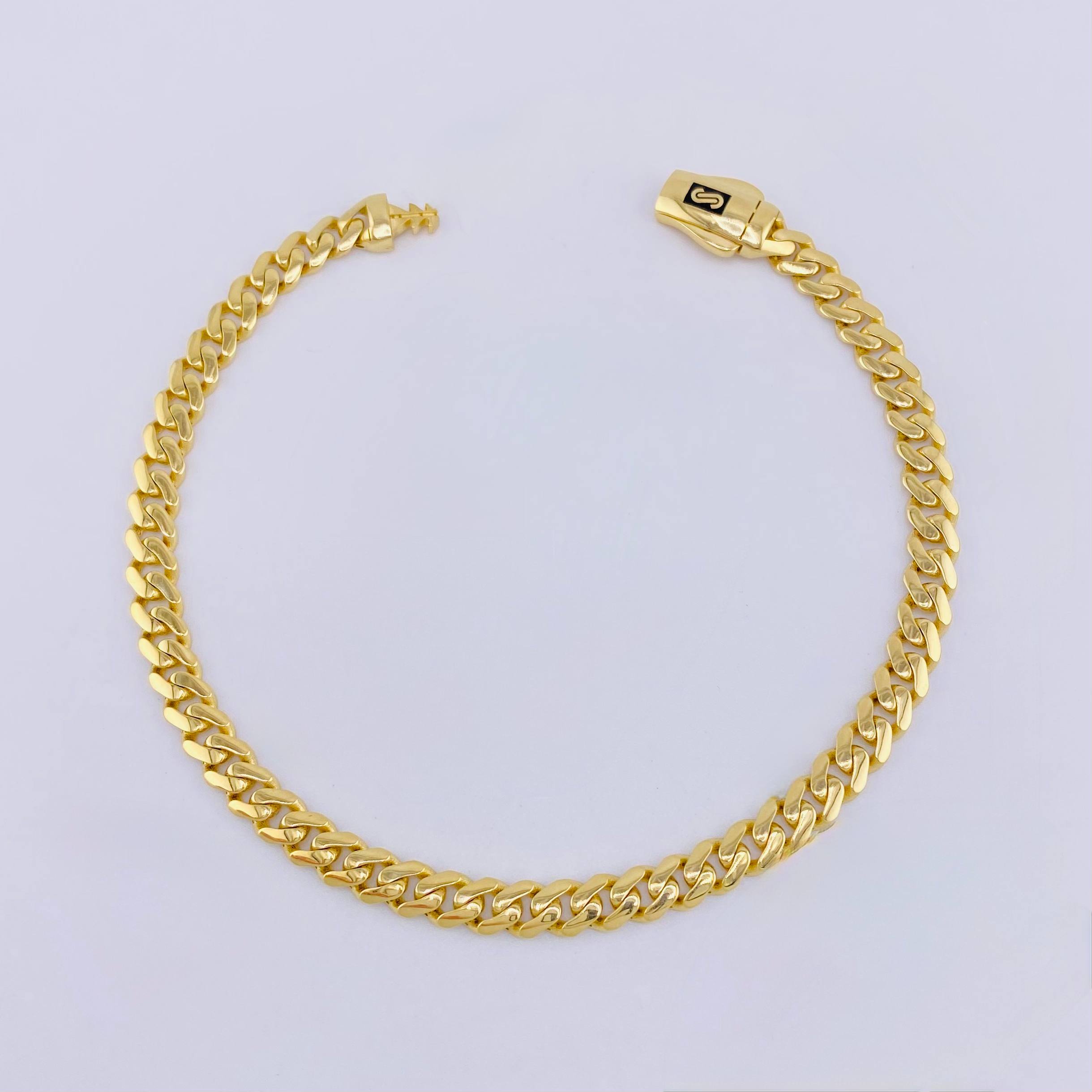 Pulso Cubano Monaco 6.85gr / 8 in / 5mm Oro Amarillo +4 18K *