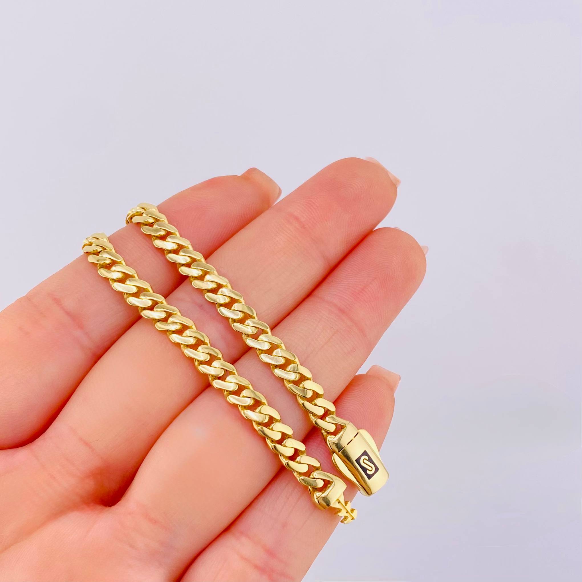 Pulso Cubano Monaco 6.85gr / 8 in / 5mm Oro Amarillo +4 18K *