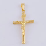 Dije Cruz Cristo Baston 1.2gr / 1 1/2 in / Oro Amarillo 18K *
