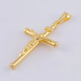 Dije Cruz Cristo Baston 1.2gr / 1 1/2 in / Oro Amarillo 18K *