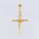 Dije Cruz Cristo Baston 1.2gr / 1 1/2 in / Oro Amarillo 18K *