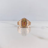 Virgin of Guadalupe Ring 4.05gr / Size 8 / White, Green, Fuchsia Zircons Three 18K Golds &