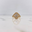 Anillo Trebol 3.85gr / T7 / Nacar Blanco Circones Blancos Oro Amarillo 18K &