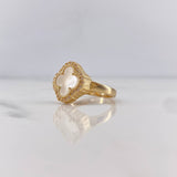 Anillo Trebol 3.85gr / T7 / Nacar Blanco Circones Blancos Oro Amarillo 18K &