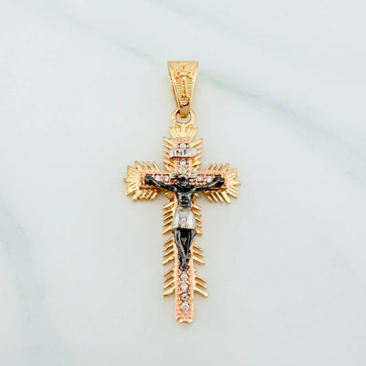 Dije Cruz Cristo Milagroso De Buga 4.2 g / 1 1/2 in Tres Oros 18K
