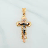Pendant Miraculous Christ Cross of Buga 4.2 g / 1 1/2 in Three Golds 18K