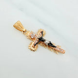 Pendant Miraculous Christ Cross of Buga 4.2 g / 1 1/2 in Three Golds 18K