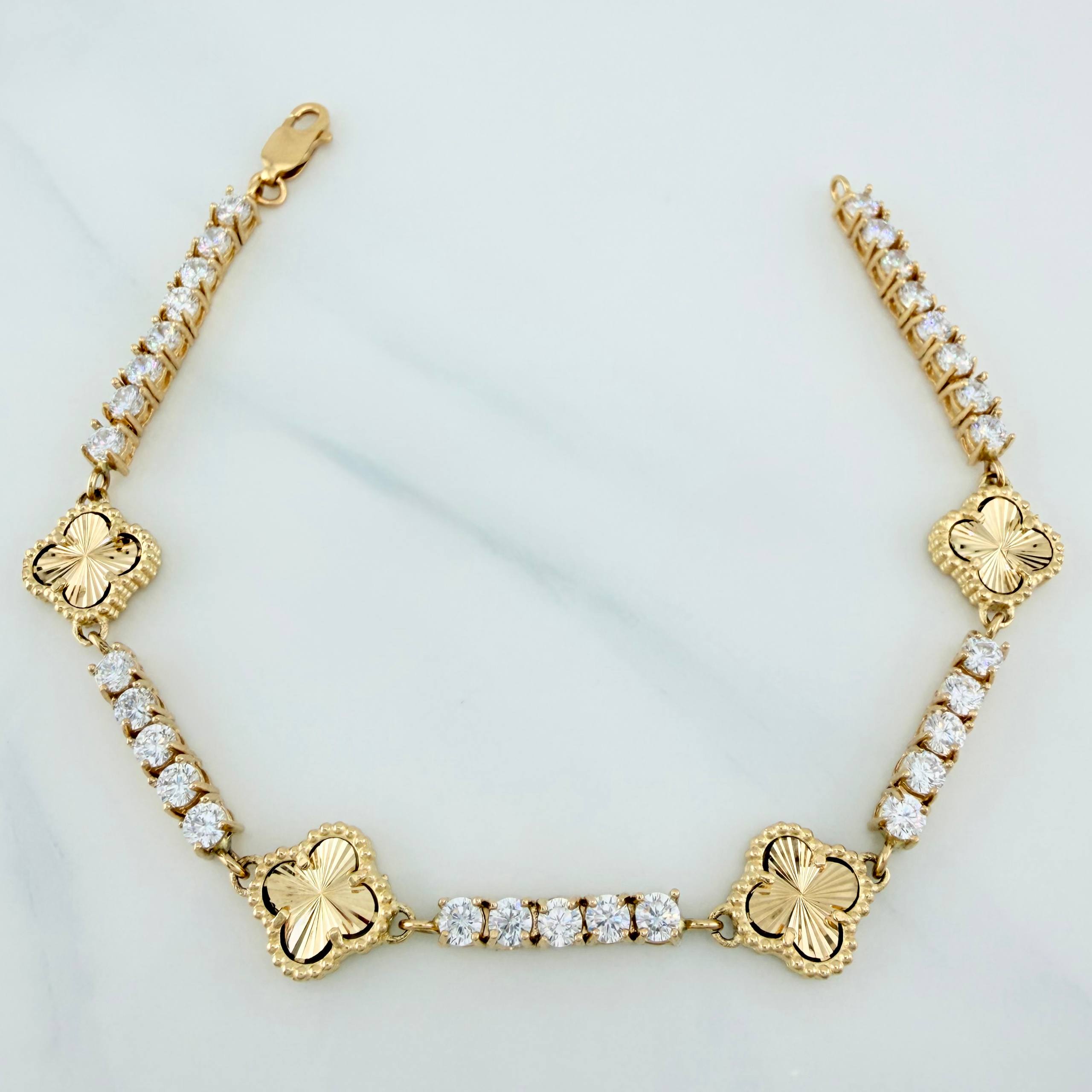 Tennis Bracelet Clover 13.5 g / 7 1/2 in / 3.5 mm Yellow Gold 18K