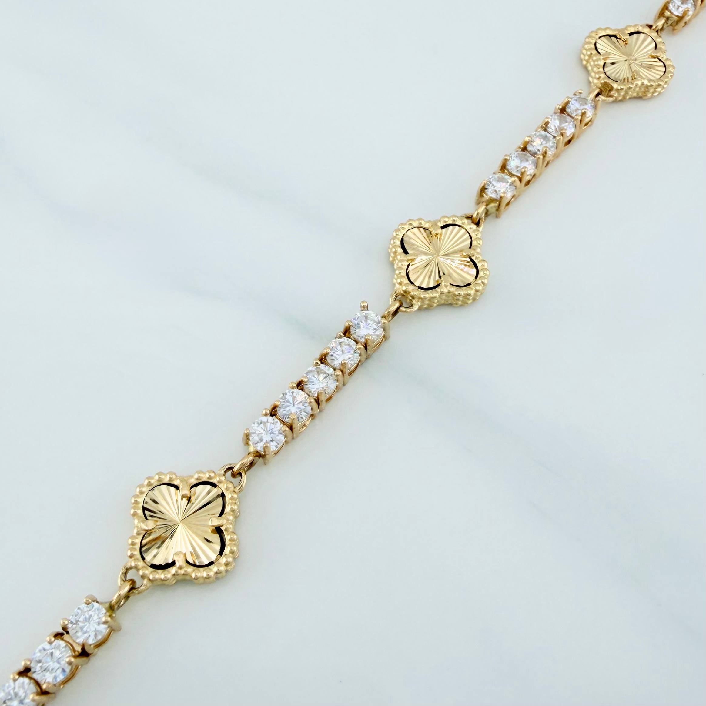 Tennis Bracelet Clover 13.5 g / 7 1/2 in / 3.5 mm Yellow Gold 18K