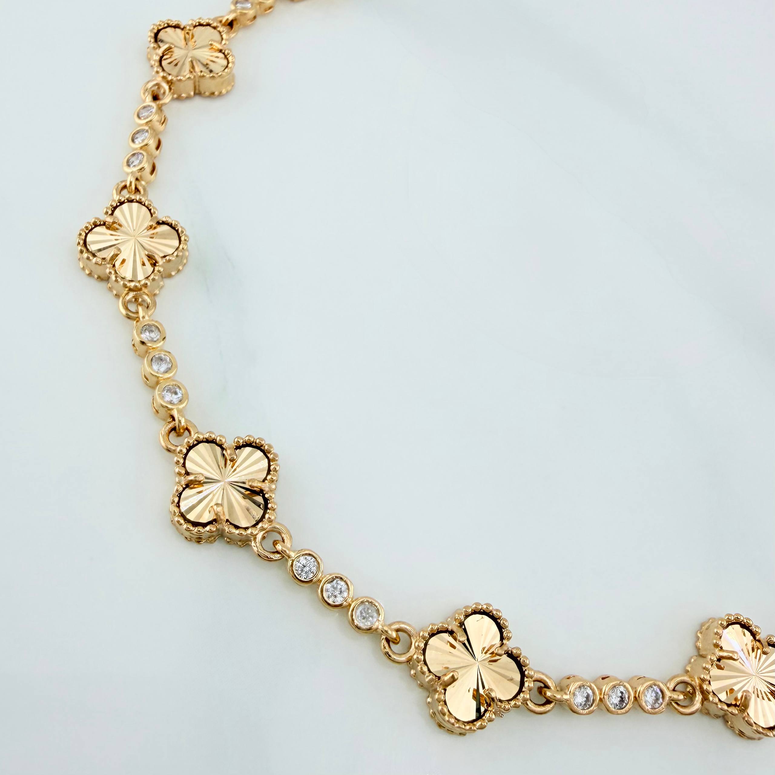 Tennis Bracelet Clover 10.3 g / 7 1/2 in / 2.6 mm 18K Yellow Gold