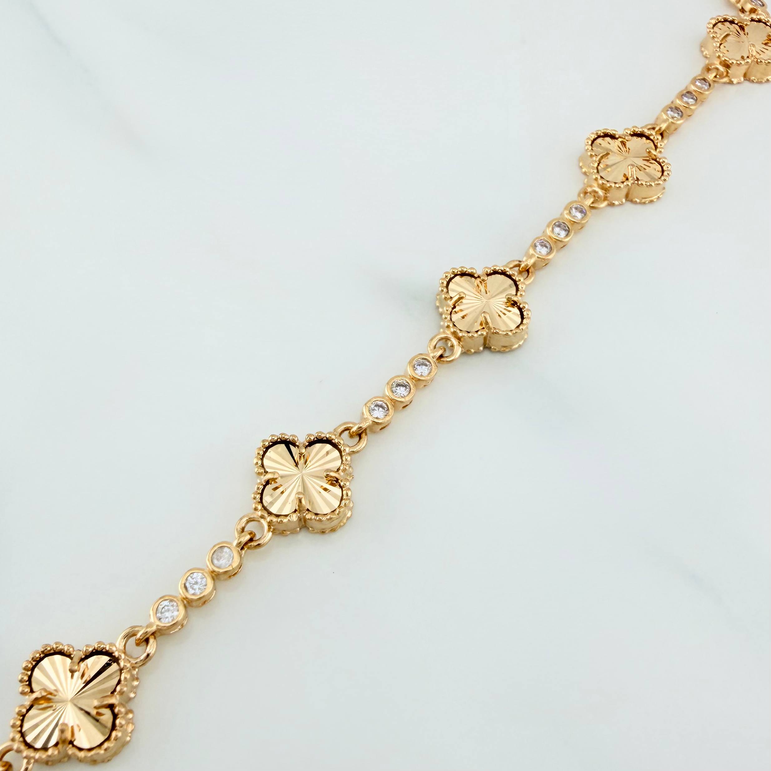 Tennis Bracelet Clover 10.3 g / 7 1/2 in / 2.6 mm 18K Yellow Gold