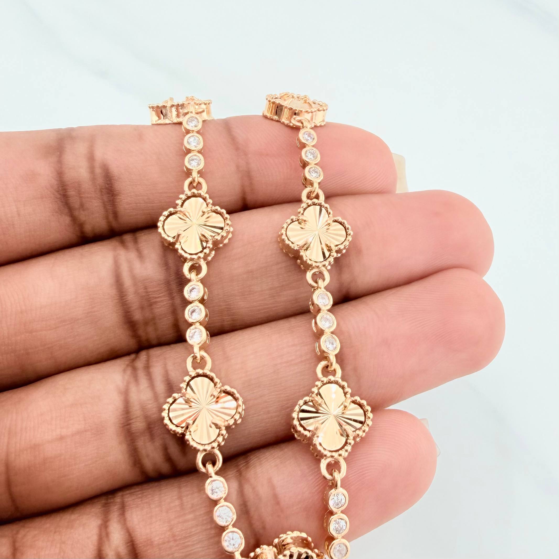 Tennis Bracelet Clover 10.3 g / 7 1/2 in / 2.6 mm 18K Yellow Gold