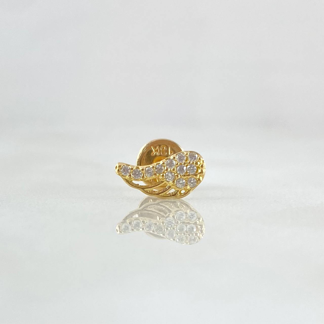 Piercing Ala 0.4gr / 4.6mm Circones Blancos Oro Amarillo 18K (Joya)