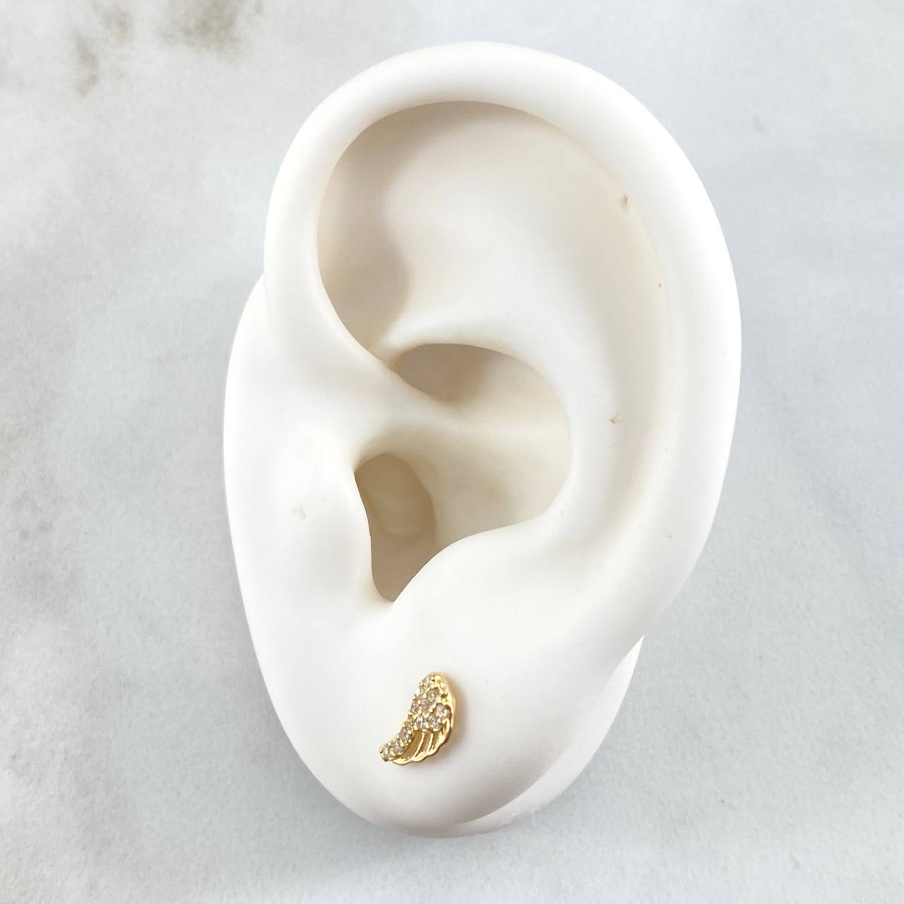 Piercing Ala 0.4gr / 4.6mm Circones Blancos Oro Amarillo 18K (Joya)