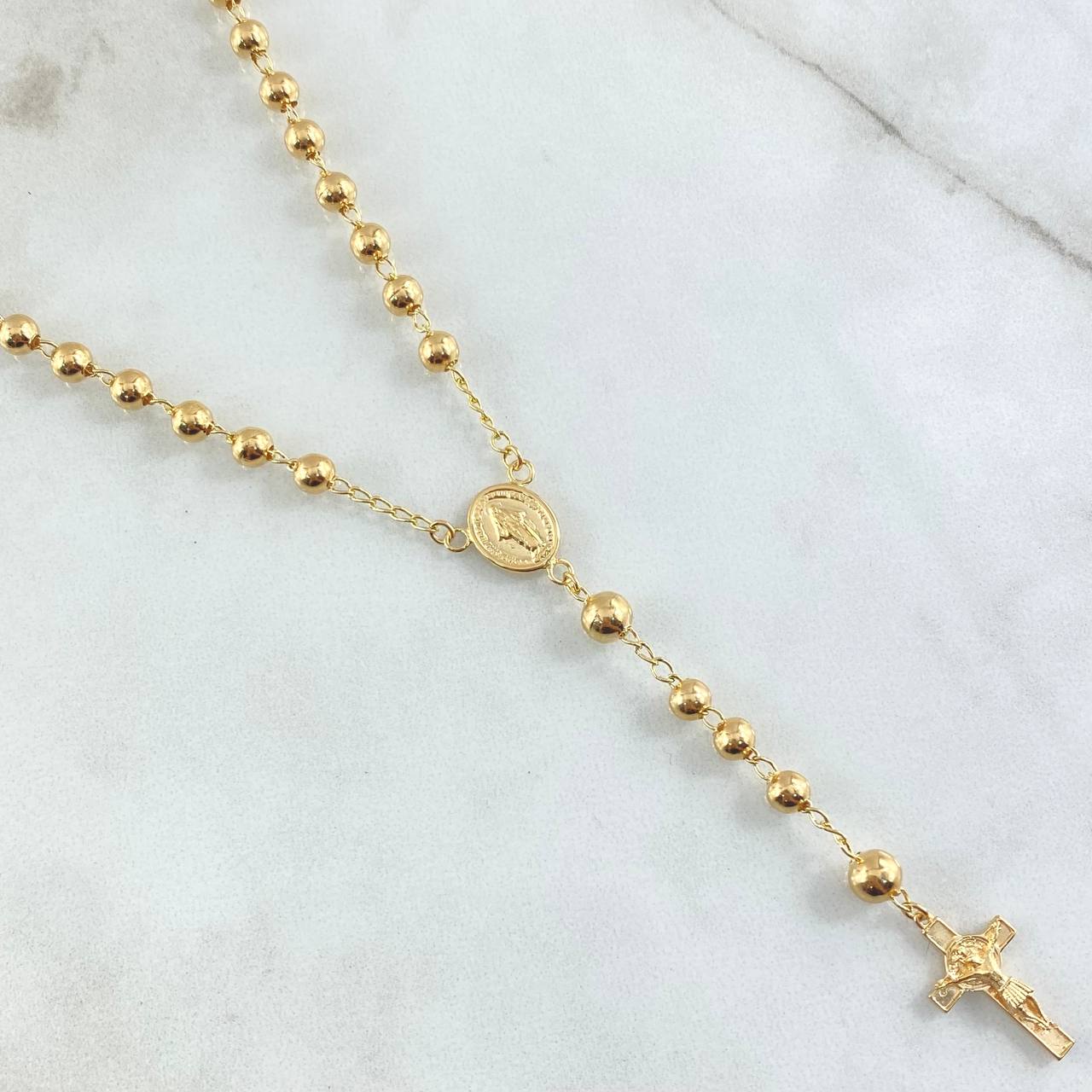 Miraculous Virgin Rosary 13.35gr / 50cm / 4mm-5mm Bead Polished 18K Yellow Gold