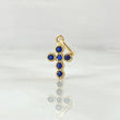 Dije Cruz Tupida 1gr / 2cm / Blue Zircons Yellow Gold 18K