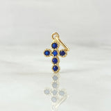 Dije Cruz Tupida 1gr / 2cm / Blue Zircons Yellow Gold 18K