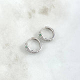 Candongas Serpientes 1.95gr / 1.2cm / Circones Blancos Verdes Oro Blanco 18K ©