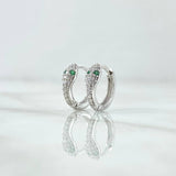 Candongas Serpientes 1.95gr / 1.2cm / Circones Blancos Verdes Oro Blanco 18K ©