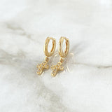 Hoop Earrings Cruz 2.75gr / 2.2cm / White Zircons 18K Yellow Gold ©