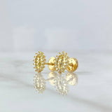 Stud Earrings Virgen Milagrosa 1.1gr / 8mm White Zircons 18K Yellow Gold ©