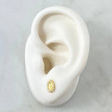 Stud Earrings Virgen Milagrosa 1.1gr / 8mm White Zircons 18K Yellow Gold ©