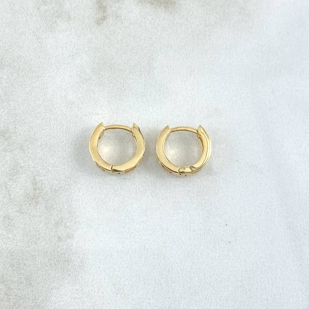 Hoop Earrings Track 1.85gr / 1cm / Lilac Zircons 18K Yellow Gold *